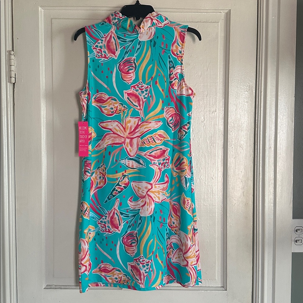 Aryeh Teal and Pink Floral Dress - Picture 2 of 4